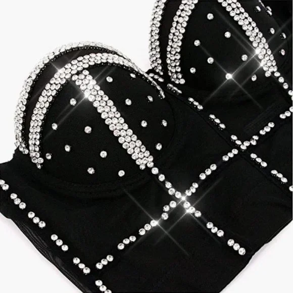 NEW Sparkling Bling Swarovski Crystal Rhinestone Bustier Bra Top + Gift! - Picture 3 of 10